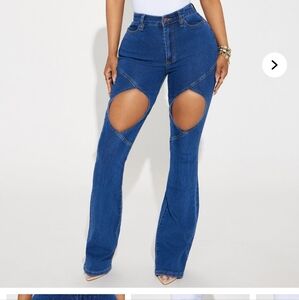 Fashion Nova Clairie Cut Out Boot Cut Women's Jeans.